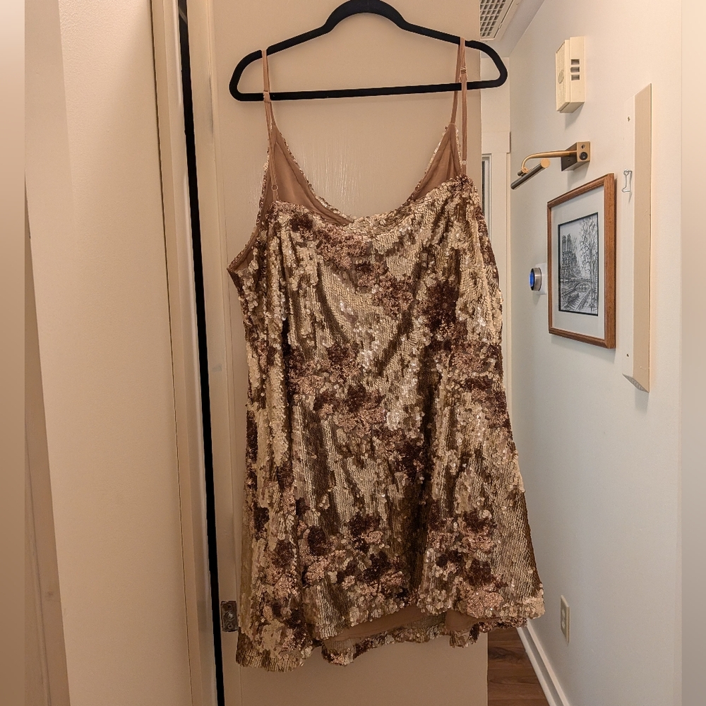 ARULA Gold and Bronze Sequin Slip Dress Size C (3X) Birthday Party Dress - Picture 2 of 6